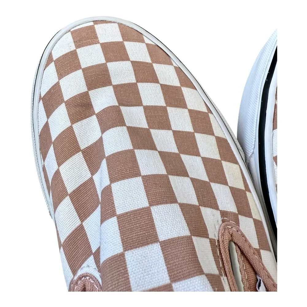 Vans Pink White Checkerboard Iconic Skater Casual Slip-On Sneaker Shoes Womens 8 - Picture 10 of 12